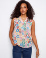 Chic floral top with a Henley neckline, showcasing vibrant colors and a relaxed fit for effortless style by Charlie B.