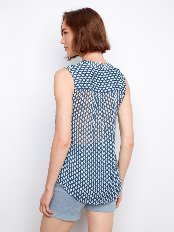 Printed Cotton Gauze Sleeveless Shirt - Mini