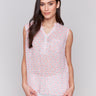 Cotton gauze top with a V-neck and geometric pattern by Charlie B.
