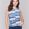 Blue and white tank top with crew neckline by Charlie B.
