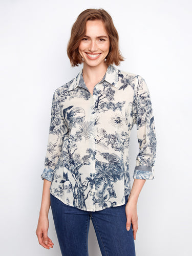 Long sleeve design adds versatility to this elegant shirt, suitable for any occasion. Crafted with care by Charlie B.
