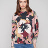 Sweater with a relaxed fit featuring an abstract floral design and sleeve zippers by Charlie B.