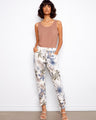 Women's jogger pants with a vibrant floral print, showcasing a slim fit and regular rise for a chic look by Charlie B.