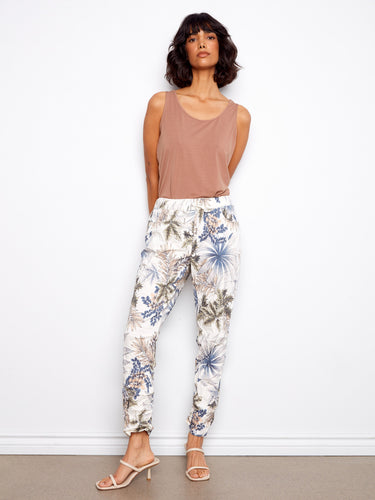 Enjoy the stretch fabric of these floral jogger pants, ensuring ease of movement without compromising on style by Charlie B.