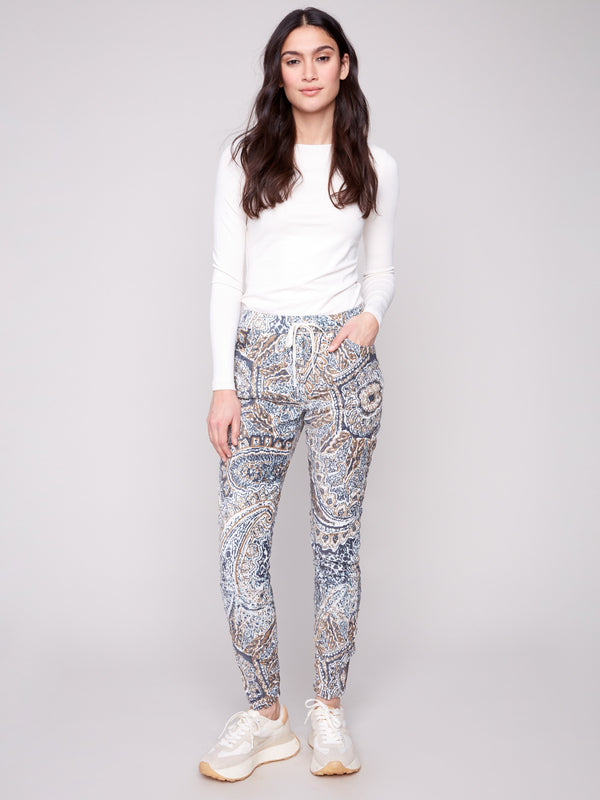 Bohemian print jogger pants with a relaxed fit, featuring long length and stylish design for everyday comfort by Charlie B.