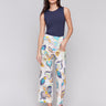 Feather print pants with a cropped length, offering a stylish and modern look by Charlie B.