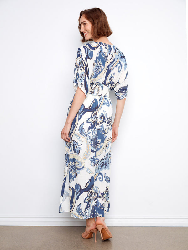 Printed Dolman Sleeve Maxi Dress - Paisley