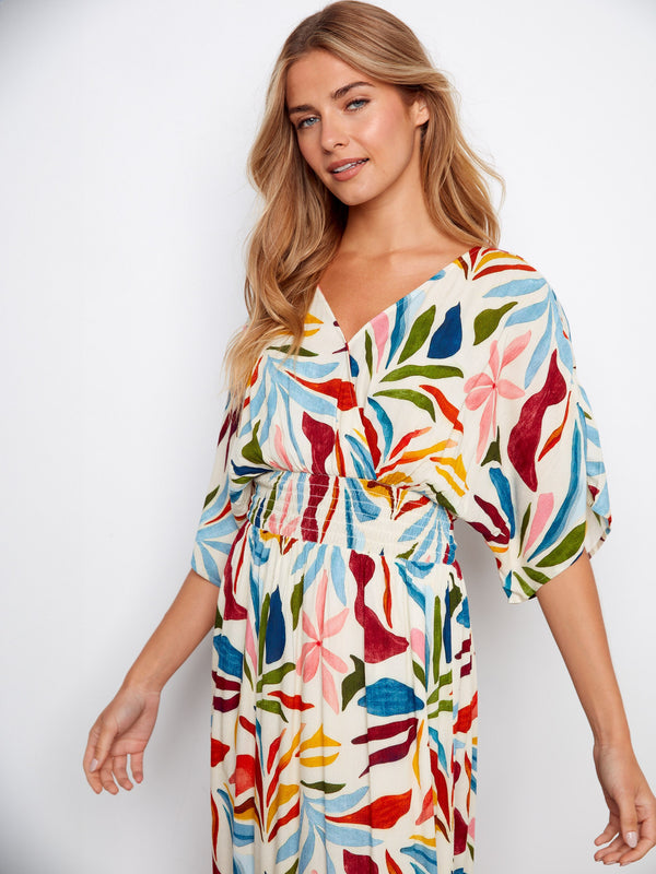 Printed Dolman Sleeve Maxi Dress - Solstice