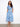Blue and white printed eyelet cotton dress with hidden pockets, featuring a stylish belt by Charlie B.