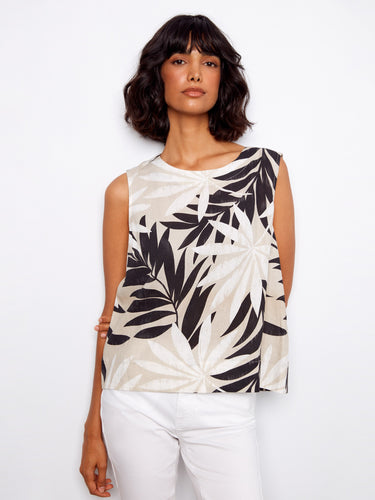 Embrace the relaxed fit of this palm-patterned top, offering both elegance and ease for any occasion. By Charlie B.