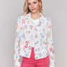 Jacket with a shirt collar and colorful diamond pattern by Charlie B.