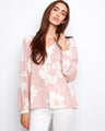Floral blouse with raglan sleeves and delicate crochet trim at the neckline, exuding elegance and charm by Charlie B.