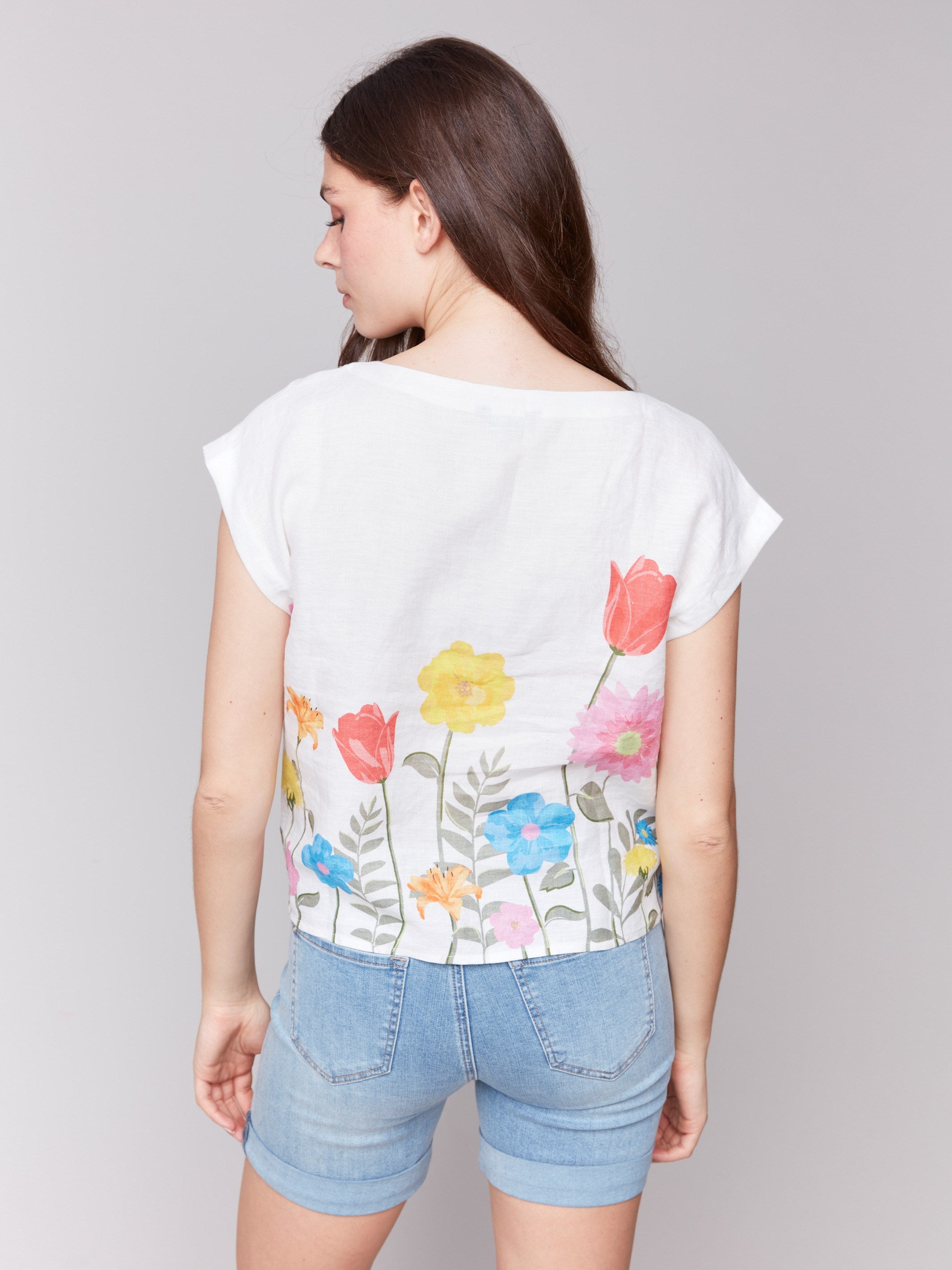 Stylish blouse with an eye-catching tie-front design by Charlie B.