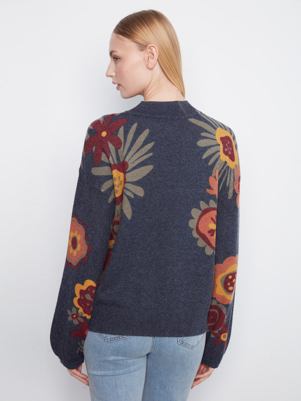 Printed Mock Neck Sweater - Boho