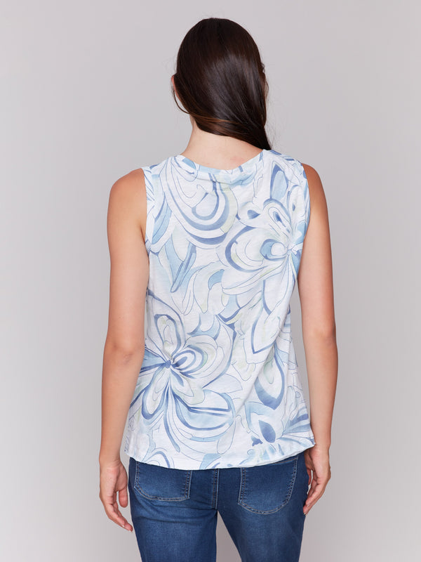 Swirl printed organic cotton top with modern crew neck design by Charlie B.