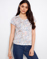 Chintz-colored t-shirt with paisley print, featuring a crew neckline and made from organic cotton. Relaxed fit by Charlie B.