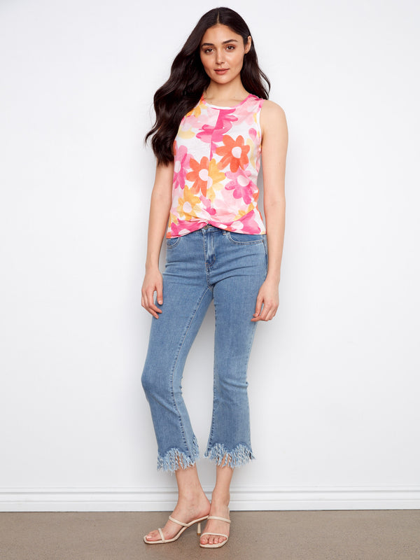 Camisole coton bio imprimée nouée - Élégant