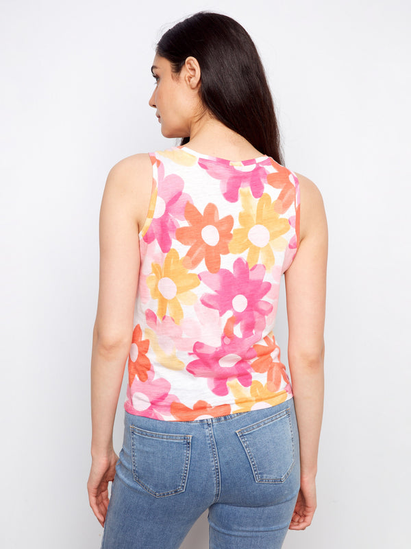 Camisole coton bio imprimée nouée - Élégant