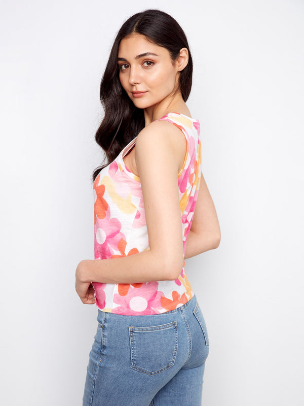 Camisole coton bio imprimée nouée - Élégant