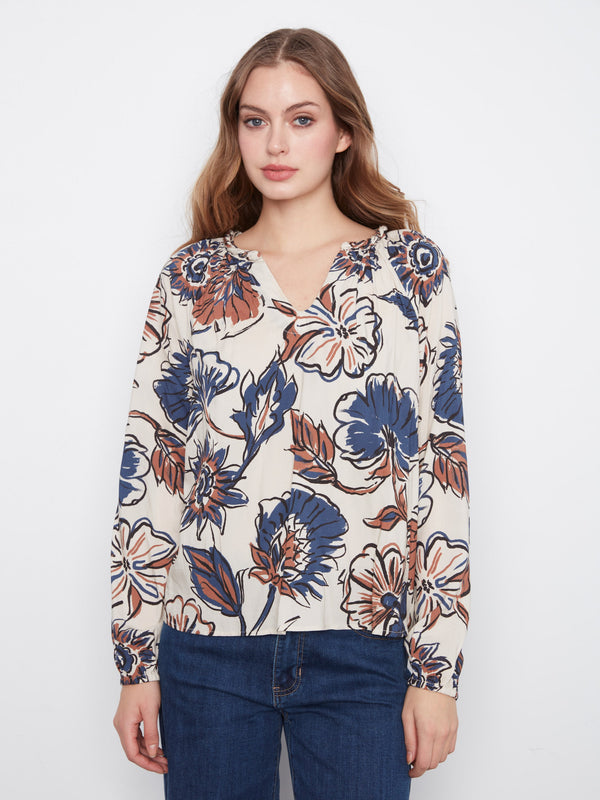 Printed Popover Blouse - Fantasy