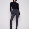 Navy slim-leg pants featuring a skinny fit and abstract print, perfect for a chic look by Charlie B.