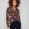 Floral batik shirt featuring a classic shirt collar, elegantly designed for a sophisticated look by Charlie B.