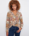 Patchwork shirt with a classic collar and intricate twisted front detail, perfect for casual outings by Charlie B.