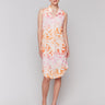 Knee-length dress with vibrant abstract tropical print by Charlie B.