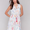 Knee-length dress with geometric patterns and waist drawstring by Charlie B.
