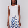 Palm print linen blend dress with a crew neck by Charlie B.