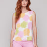 Top with crew neckline and artistic splatter pattern, perfect for casual outings by Charlie B.