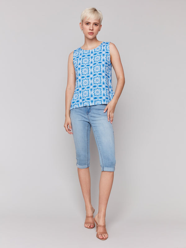 Fashion-forward design with artistic side ties and prints by Charlie B.
