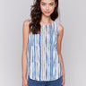 Top with a rounded hem and beach-inspired print by Charlie B.