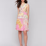 Knee-length dress with a colorful abstract print by Charlie B.