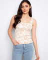 Floral print tank top in fog color with a stylish sleeveless design, perfect for warm days by Charlie B.