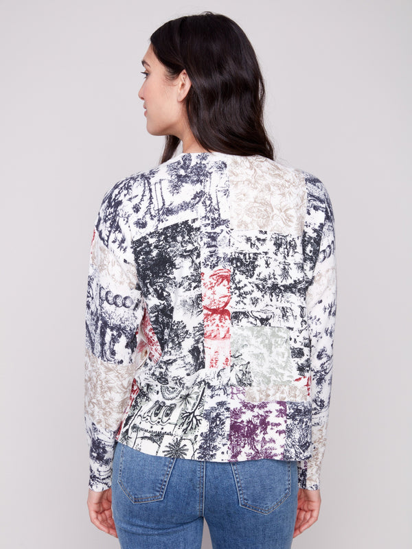 Featuring an abstract Frame print, this sweater combines style with ribbed detailing on the neck and hem by Charlie B.