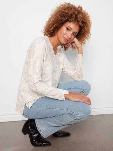 Long-sleeve sweater with a charming abstract design, perfect for casual outings by Charlie B.