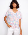 Heart-patterned T-shirt featuring a stylish V-neckline and short sleeves by Charlie B.