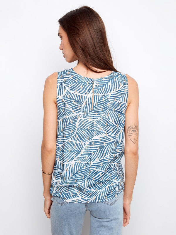 Printed Viscose Sleeveless Top - Reef