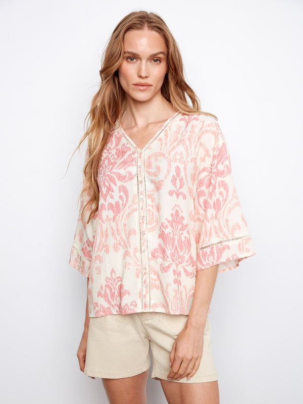 Blouse en viscose imprimée col en V - Évelyne