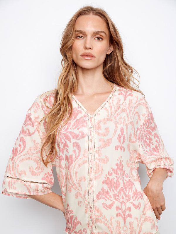 Blouse en viscose imprimée col en V - Évelyne