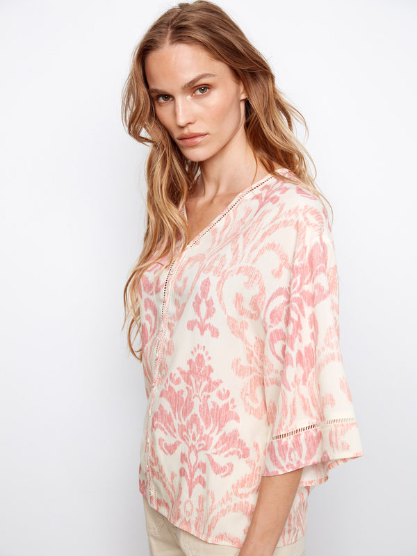 Blouse en viscose imprimée col en V - Évelyne