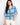 Blue patterned top with a V-neckline, showcasing wide elbow sleeves for a stylish look by Charlie B.