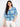 Blue patterned top with a V-neckline, showcasing wide elbow sleeves for a stylish look by Charlie B.