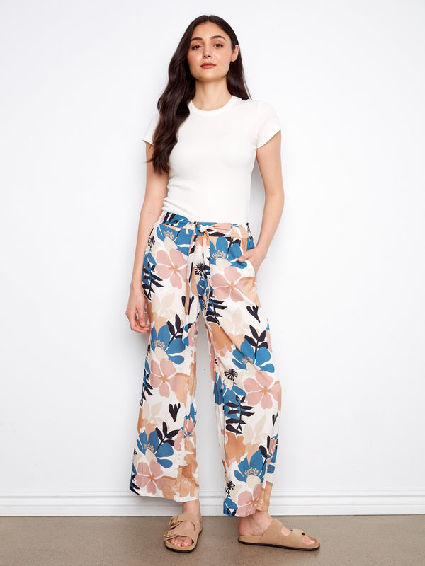 Pantalon imprimé à jambe large - Floralis