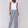 Pants with a geometric pattern and stretch fabric for comfort by Charlie B.