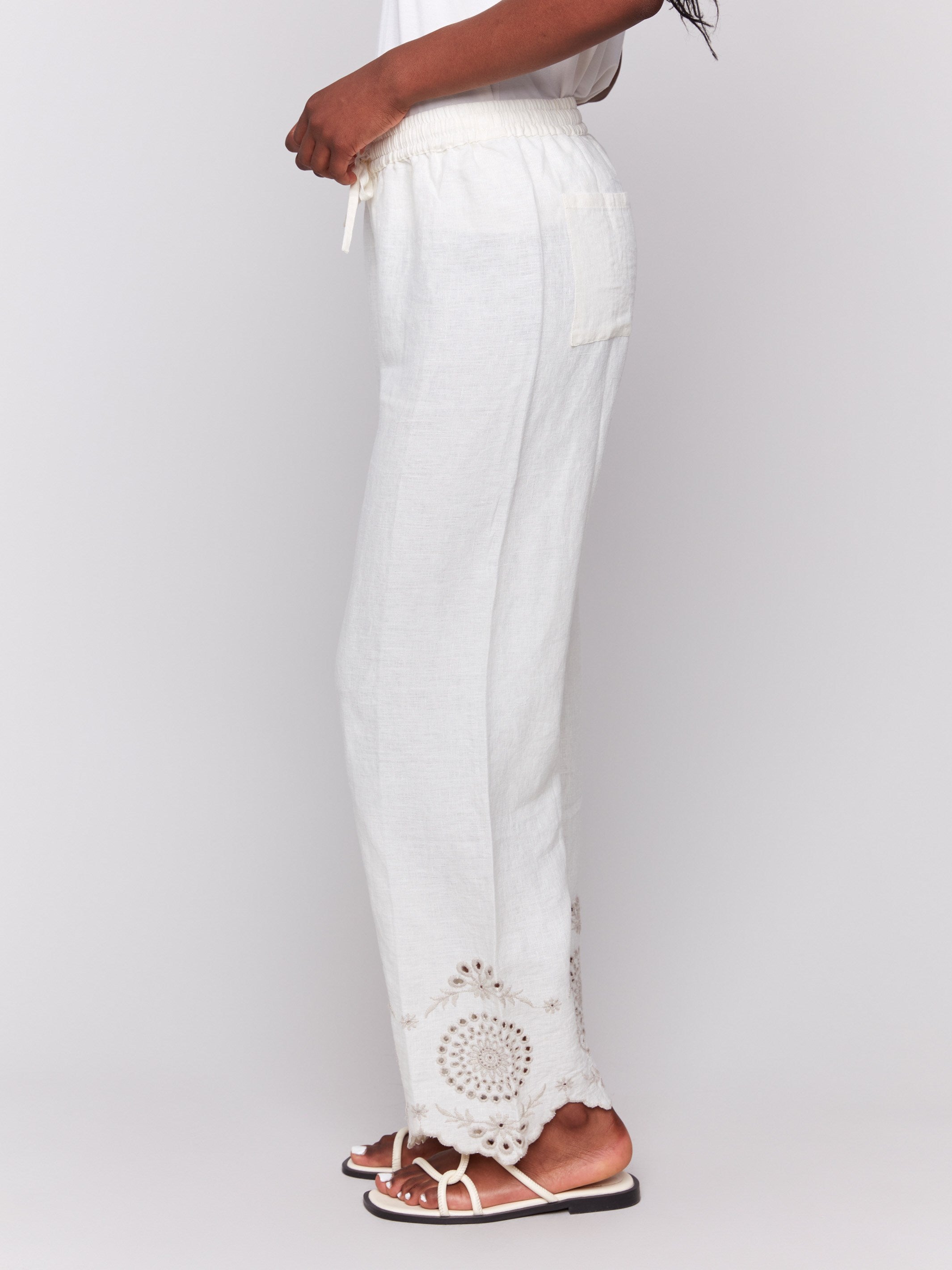 Relaxed fit linen pants with regular rise, perfect for casual wear by Charlie B.