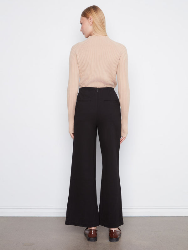 Pull-On Ponte Wide Leg Pants - Black