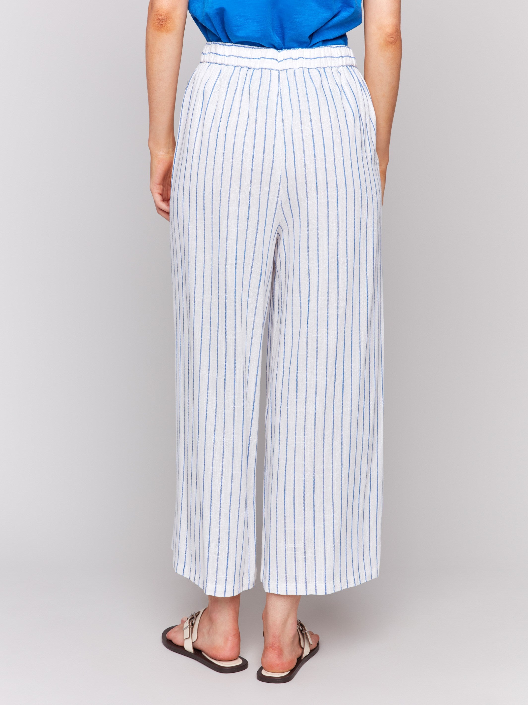 Regular rise striped linen pants by Charlie B.