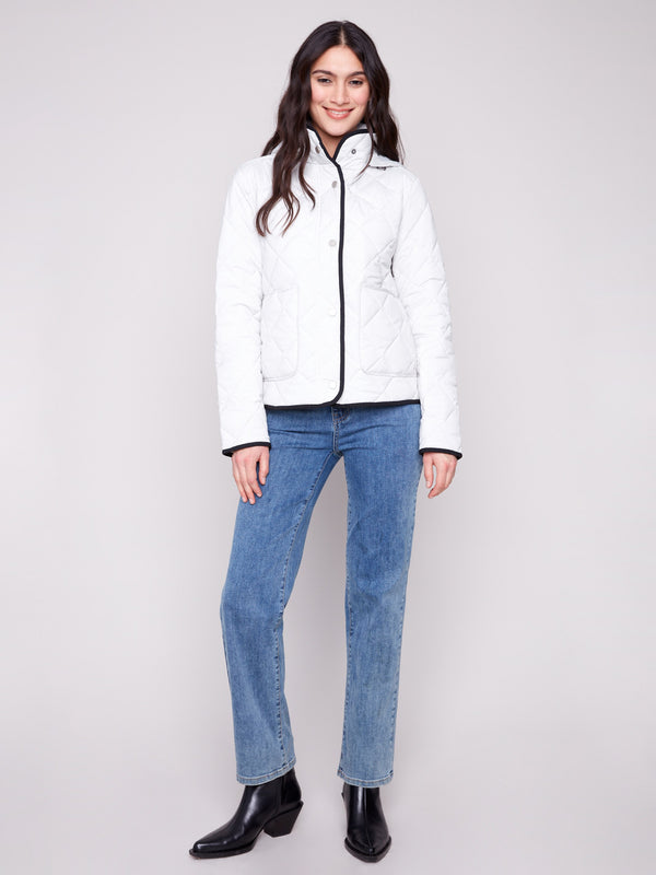 Manteau matelassée à capuchon amovible - Amande